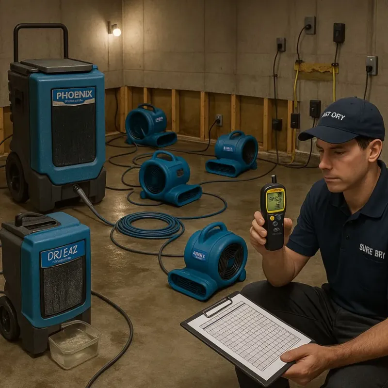 Structural Drying and Dehumidification process in Sunriver, OR